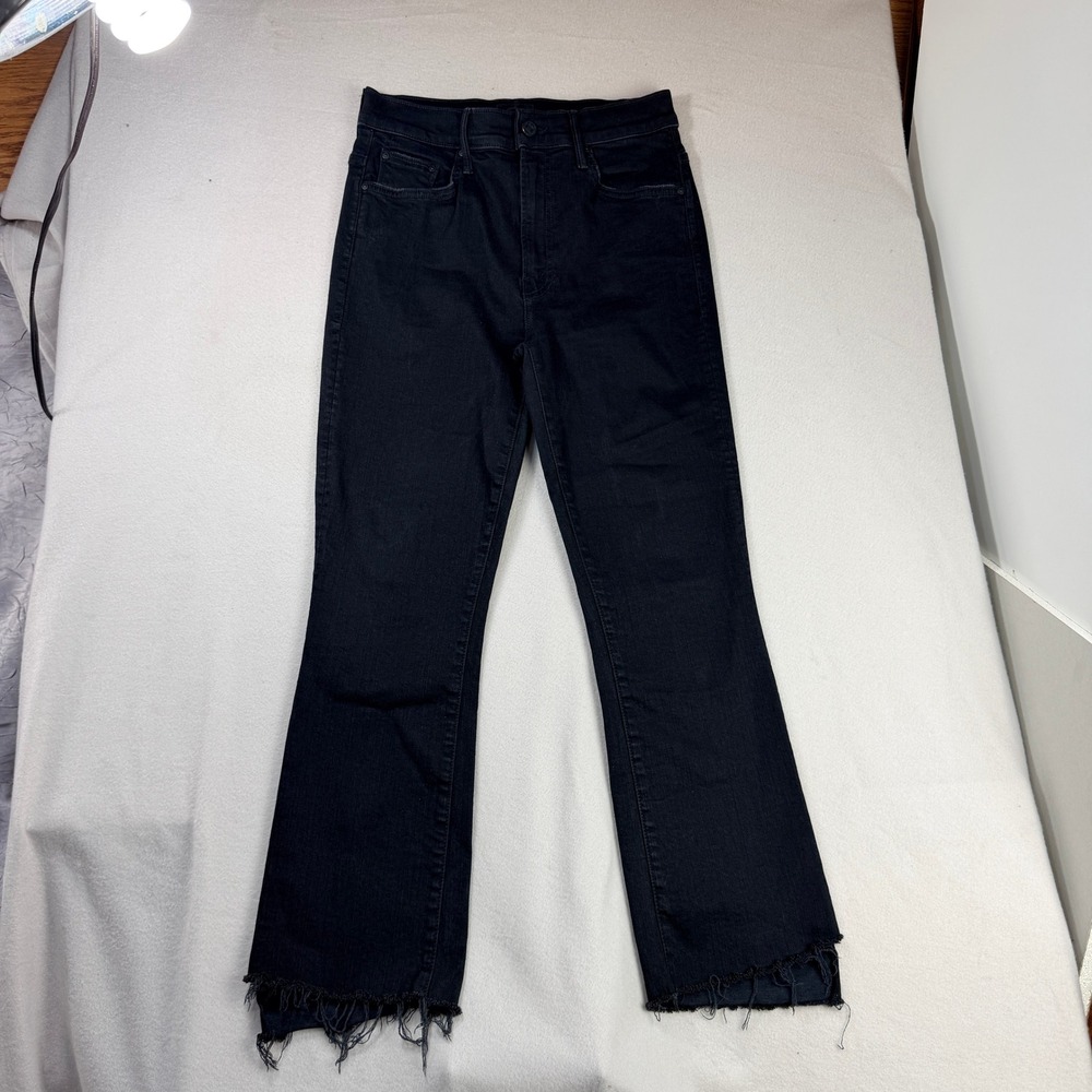 MOTHER The Insider Crop Step Fray Jeans Not Guilty Black Sz 28